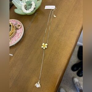Betsey Johnson Flower and Beatle Charm Necklace